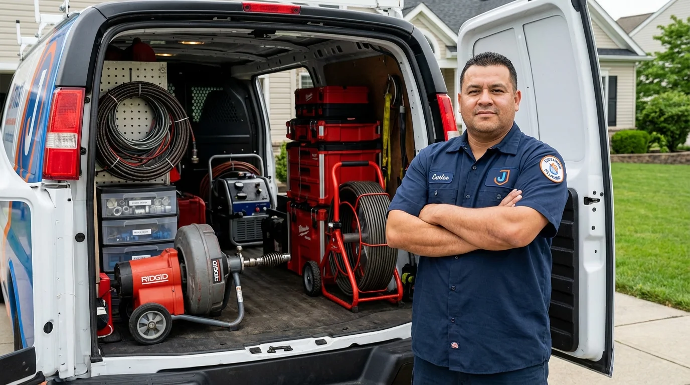 Professional drain cleaning equipment and Johns Plumbing LLC plumber in Osakis