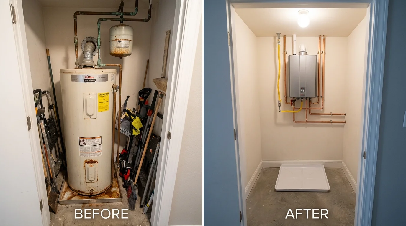 Tank water heater versus wall-mounted tankless unit comparison for Osakis, MN homeowners